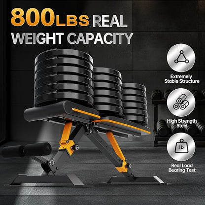 YAMO Adjustable Weight Bench for Full Body Workout, Foldable Workout Bench of Home Gym, Bench Press Strength Training, Incline Decline Flat Utility Workout Bench with Quick Folding Space Saving