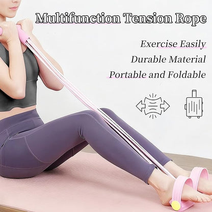 Multifunction Tension Rope, 6-Tube Elastic Resistance Bands, Pedal Resistance Band with Handles, Natural Latex Exercise Bands for Abdomen Waist Arm Leg Stretching & Fitness Training