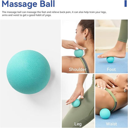5 in 1 Foam Roller Set - Back Roller Foam, Massage Roller Stick, Massage Ball, Resistance Band for Physical Therapy & Deep Tissue Muscle Massage (Green)