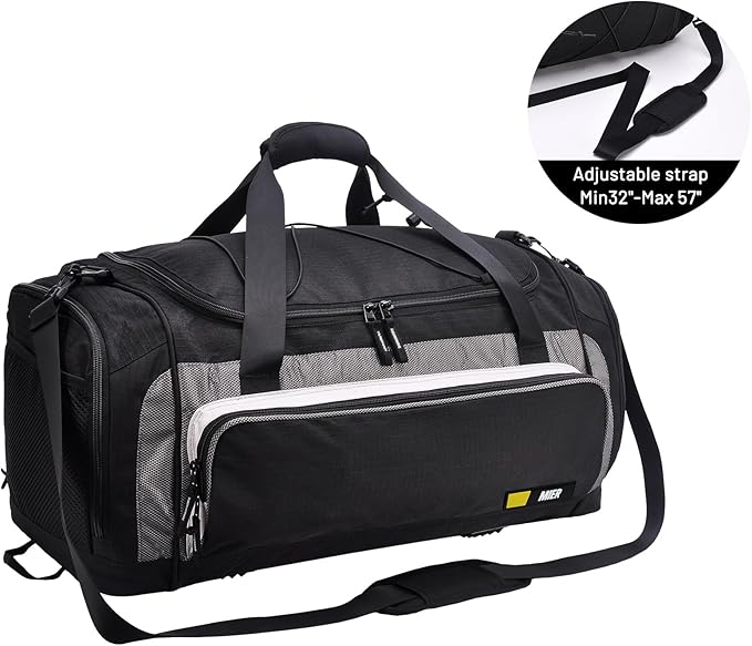 MIER Large Gym Bag for Men Sports Duffle Bag with Shoe Compartment 60L Lightweight Duffel Bags for Workout Fitness Travel, Blue