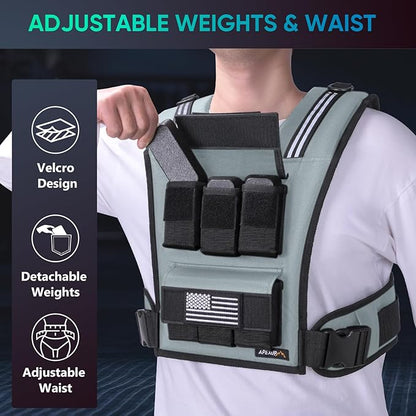 APEXUP Adjustable Weighted Vest Men 20lbs/30lbs/40lbs Weights with Reflective Stripe, Weight Vest Woman Workout Vest for Strength Training Running Walking