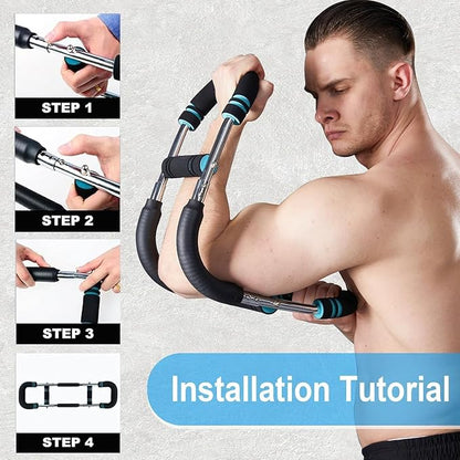 HOTWAVE Twister Arm Exerciser,Adjustable Spring Workout Bar, Forearm Triceps Chest Enhanced Exercise Strengthener,Portable Home Fitness Equipment
