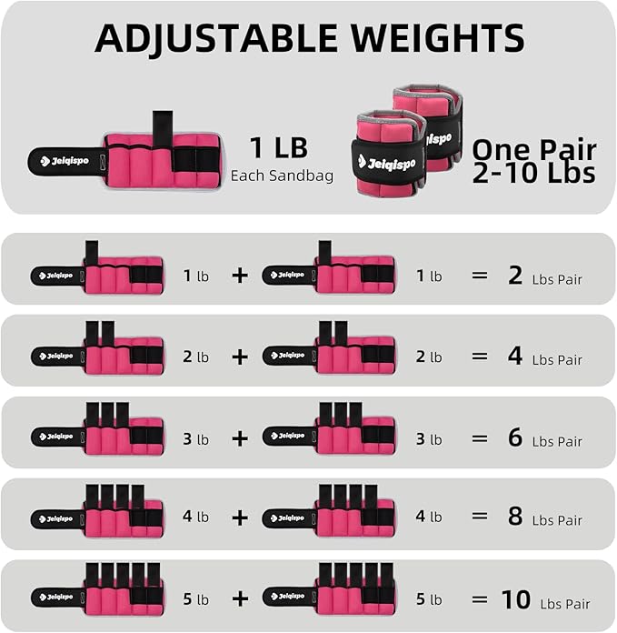 Adjustable Ankle Weights 1 Pair 2/4/6/8/10 LBS Wrist Leg Arm Weights for Women Men Kids,Strength Training with Removable Weight for Fitness Gym Workout Running Walking
