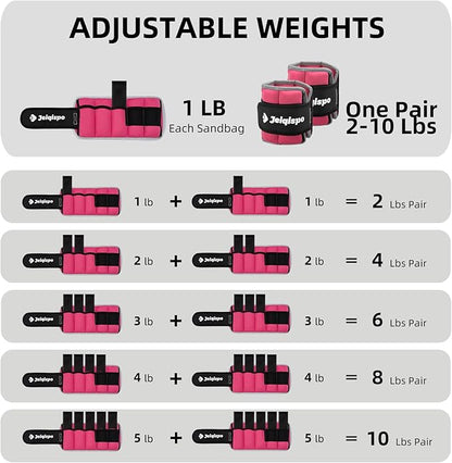 Adjustable Ankle Weights 1 Pair 2/4/6/8/10 LBS Wrist Leg Arm Weights for Women Men Kids,Strength Training with Removable Weight for Fitness Gym Workout Running Walking