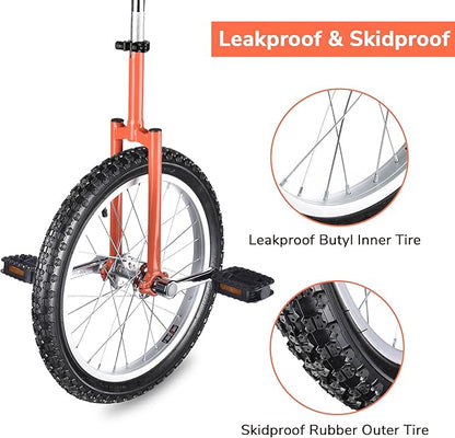 AW 16/18/20/24 Inch Wheel Outdoor Unicycle Adjustable Seat Exercise Bicycle Fit Adults Kids Outdoor Sports Fitness Exercise, for Choice
