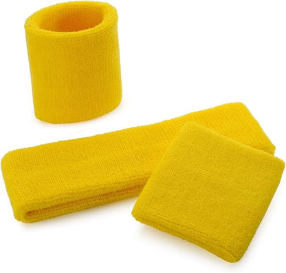 ONUPGO Sweatband Set Sports Headband Wristband Set Sweatbands Terry Cloth Wristband Wrist Sweatband Headbands Moisture Wicking Sweat Absorbing Head Band