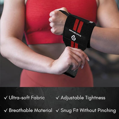 EVMT Premium Wrist Wraps for Weightlifting | Durable Lifting Straps for Enhanced Wrist Support | Perfect for Strength Training, Gym Workouts & General Athletics