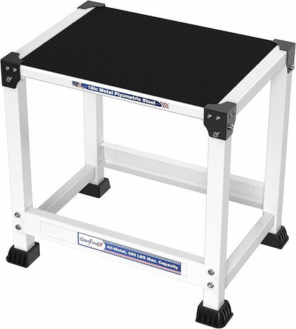 GanFindX Steel Plyometric Jump Box,12/18 Inch Heavy Duty Plyo Platform, Non-Slip Workout Step Box for Home Gym, Agility, Strength & Conditioning Training