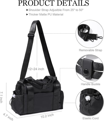 Small Gym Bag for Women, Mini Crossbody Gym Duffle Bag with Wet Compartment, Carry on Gym Tote Bag for Workout Dance Sport Travel (Mini-Black)