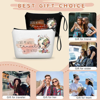Travel Gifts for Women International Travelers Friend Daughter Coworker World Travel Accessories Cosmetic Makeup Bag Christmas