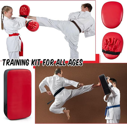 Poen 7 in 1 Taekwondo Kick Pad Boxing Training Equipment Punching Mitts Martial Arts Wrist Band Adjustable Soft Pads Set for Karate Muay Thai MMA Training