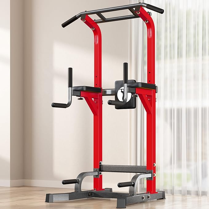 SogesPower Power Tower Pull Up Bar Station Multi-Function Pull Up Bar Stand for Home Gym, Adjustable Height Pull Up Dip Station Dip Bar Strength Training Fitness Equipment,Up to 500LBS