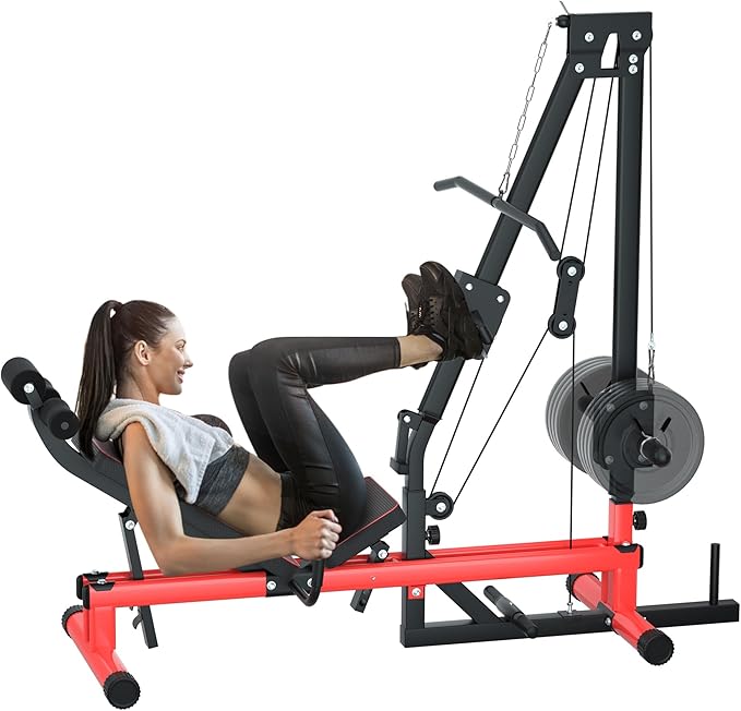 VIVITORY Leg Press Machine & LAT Pull Down - Heavy Duty Full Body Workout Equipment for Home Gym, Effective for Glutes, Hamstrings & Quads, Includes Weight Storage