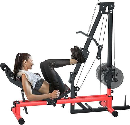VIVITORY Leg Press Machine & LAT Pull Down - Heavy Duty Full Body Workout Equipment for Home Gym, Effective for Glutes, Hamstrings & Quads, Includes Weight Storage