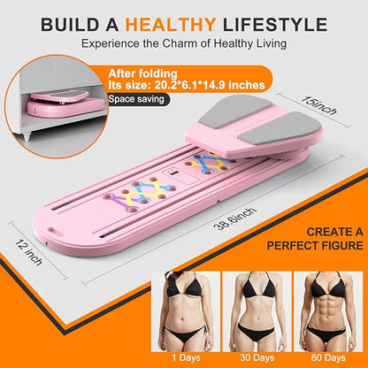 Pilates Board,Pilates Reformer Sets, Multifunctional Abdominal Pilates Board for Home Workout Equipment, Portable Foldable Ab Board Trainer Pilates Exercise Machine,Pilates Board for Women