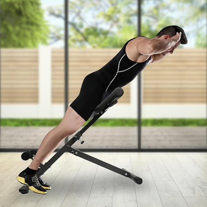 Foldable Roman Chair Back Extension Machine, 5-Position Adjustable Hyperextension Bench for Home Gym, Sit up Fitness Equipment for Core Strength Glutes Workout, 330 lbs Capacity Upgraded Black