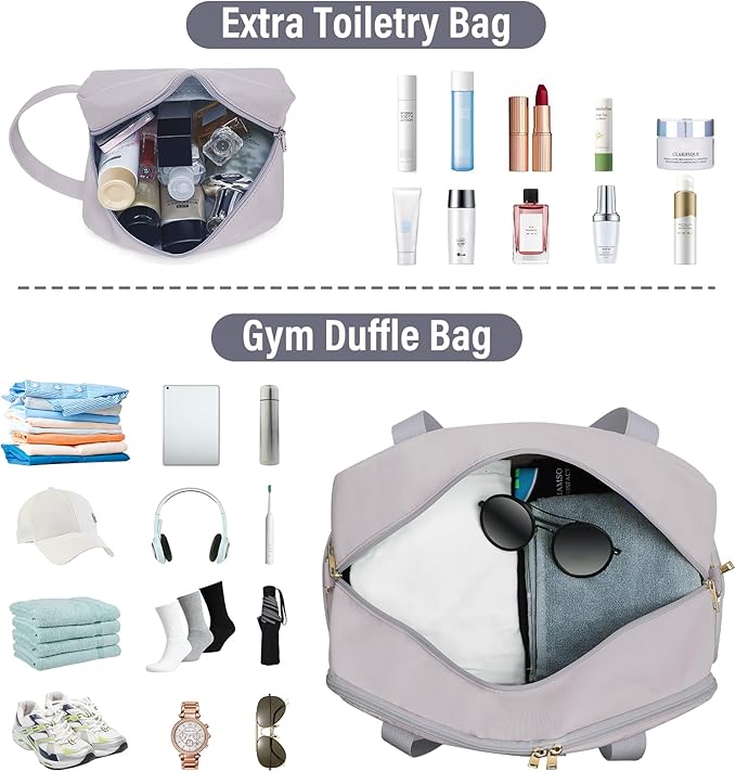 Sports Gym Bag for Women, Travel Duffle Bag with Shoe Compartment & Wet Pocket, Fitness Yoga Bag