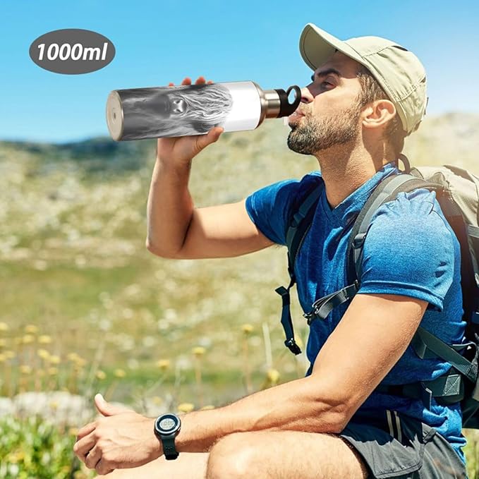 Blueangle 32oz Highland Cow Stainless Steel Water Bottle - Leakproof Insulated Metal Sports Bottle for Gym, Camping, Outdoor Fitness & Travel（25）