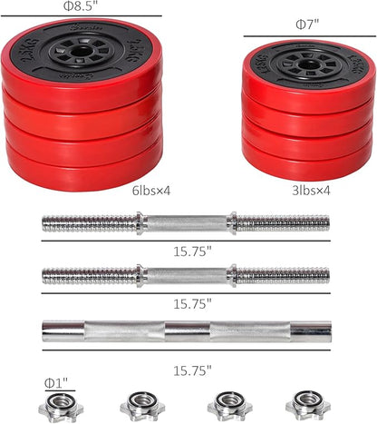 Soozier Adjustable Dumbbell Set, Convertible to Barbell Weight Set for Home Gym Women and Men Weight Lifting Training.