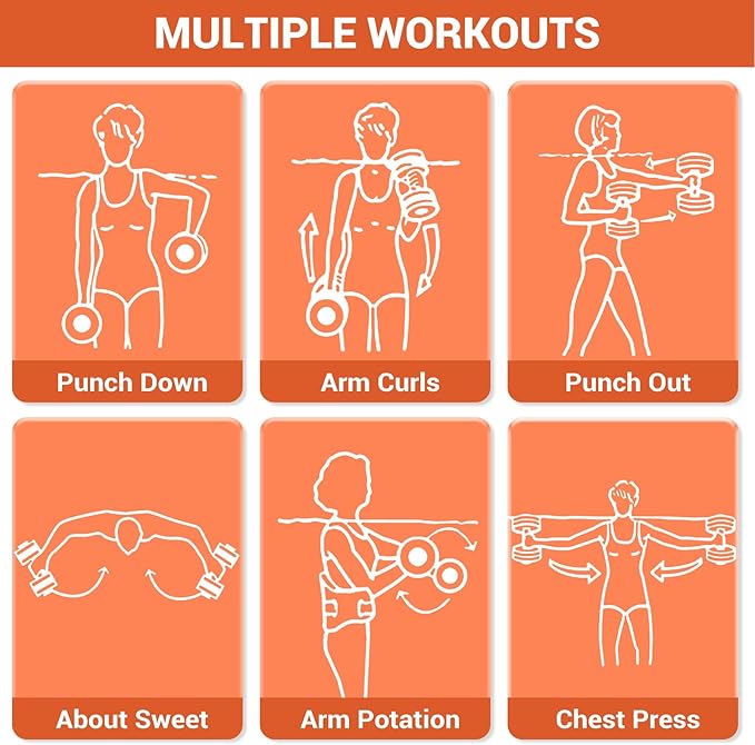 Sportneer Water Weights Aquatic Exercise Dumbbells Water Dumbbell Aerobics Workouts Set of 2 EVA Foam Pool Weights Dumbbells Set Aqua Fitness Barbells Equipment for Water Aerobics Weight Loss