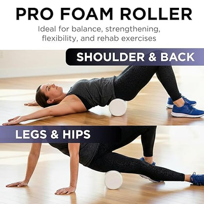THERABAND Pro Foam Roller, 6" x 12" Round; White Back Roller, Compact 6 Inch Diameter for Deep Tissue Massage, Physical Therapy, Myofascial Release, Core Stabilization