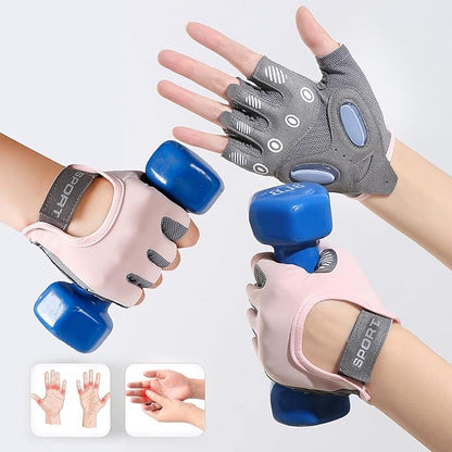 Fingerless Cycling Gloves Women Anti-Slip Shockproof Mesh Lightweight Workout Gloves Gym Exercise Fitness Rowing