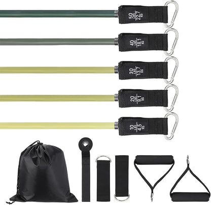 Resistance Bands Set, Exercise Bands for Working Out with Door Anchor/Handle/Ankle Strap/Pouch