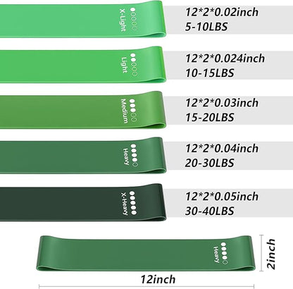 Resistance Bands for Working Out, Latex Exercise Bands Set of 5, Elastic Bands for Exercise with Workout Guide and Carry Bag, Fitness Bands for Strength Training, Yoga, Pilates, Home Workout