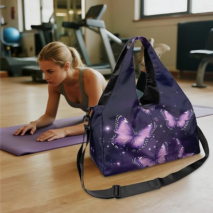 Gym Bag with Yoga Mat Holder Large Tote Bag With Multi Pockets for Women Men Dry Wet Separated Pocket Carryall Yoga Tote Bag for Pilates Travel Workout Office