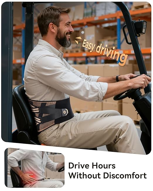 Copper-Infused Back Brace for Men Lower Back Pain Relief [Medical-Grade & Stronger Support] Lumbar Support Belt with Support System for Women - Back Support Brace for Heavy Lifting and Work