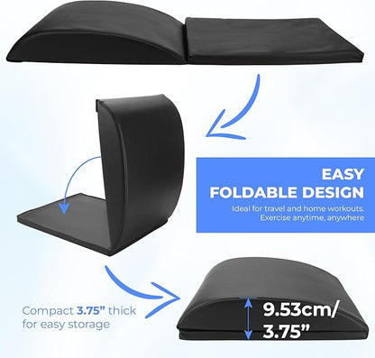 Ab Exercise Mat Fitness Abdominal Mat Sit Up Exercise Equipment for Core Training Thick Foam Pad Home Gym Workout Lumbar Support Lower Cushion Back Pain Relief Compact Floor Routine Foldable Trainer