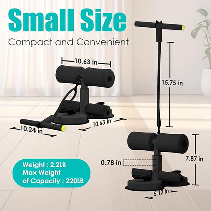 Sit Up Bar Foot Holder,Portable Sit Up Floor Holder, Sit Up Exercise Equipment,3 Level Adjustable, with 2 Strong Suction Cup and Elastic Pull Rope，for Abs Workout Aids,Feet and Leg Strength Training, Home or Office Use