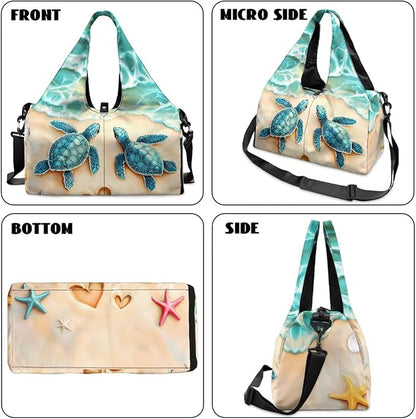 Gym Bag with Yoga Mat Holder Large Tote Bag With Multi Pockets for Women Men Dry Wet Separated Pocket Carryall Yoga Tote Bag for Pilates Travel Workout Office