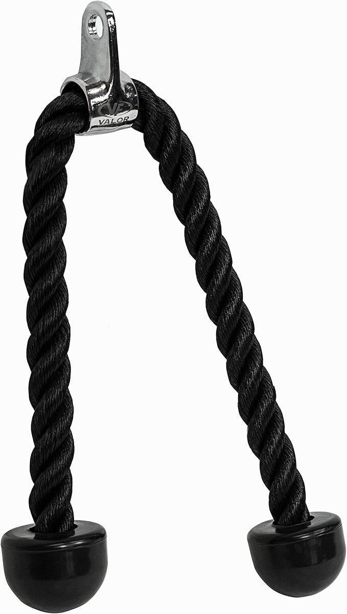 Valor Fitness Cable Machine Attachments - Tricep Rope, V-Bar, Single D-Handle, Rotating Straight Bar, Ankle Strap, Ab Crunch Harness, Triangle Chest Pull for Home Gym Equipment