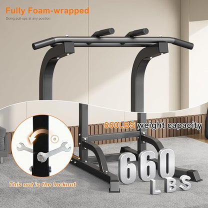 Power Tower Pull Up Bar and Dip Station, Multi-Function Home Gym, Strength Training Fitness Equipment, Height Adjustable