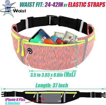 USHAKE Slim Running Belt, Workout Fanny Pack for Men Women,Exercise Waist Pack for Apple iPhone Holder, Runner Belt for Running Walking Cycling Camping Gym