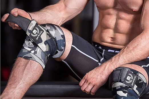 Mava Sports Knee Wraps (Pair) for Men & Women | Ideal for Cross Training, WODs, Gym Workouts, Weightlifting, Fitness & Powerlifting | Knee Straps for Squats | 72" Compression & Elastic Support