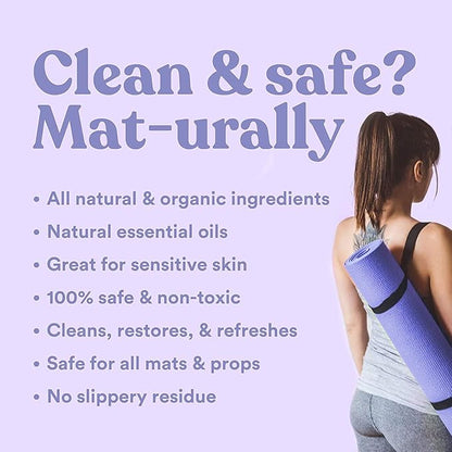 ASUTRA Yoga Mat Cleaner Spray (Peaceful Lavender - Aluminum Bottle), 4 fl oz - No Slippery Residue, Organic Essential Oils, Deep-Cleansing for Fitness Gear & Gym Equipment, Microfiber Towel Included