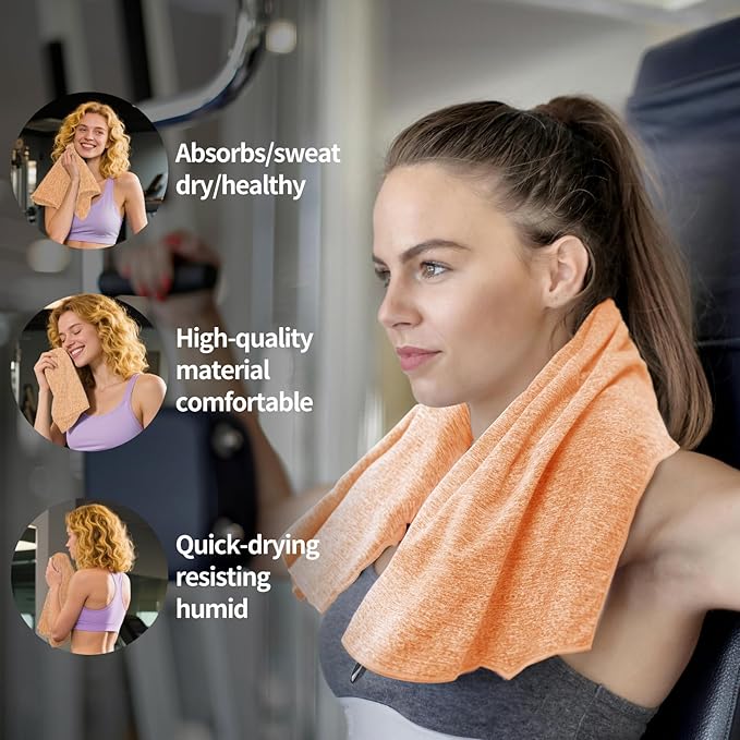 Microfiber Gym Towels - Quick Dry, Highly Absorbing, Silver ION Odor-Free Absorbent Fiber, for Men & Women - for Hot Yoga, Tennis, Running, Workout, Camping, Set of 6 Charcoal Gray (Mixed-Color Set)