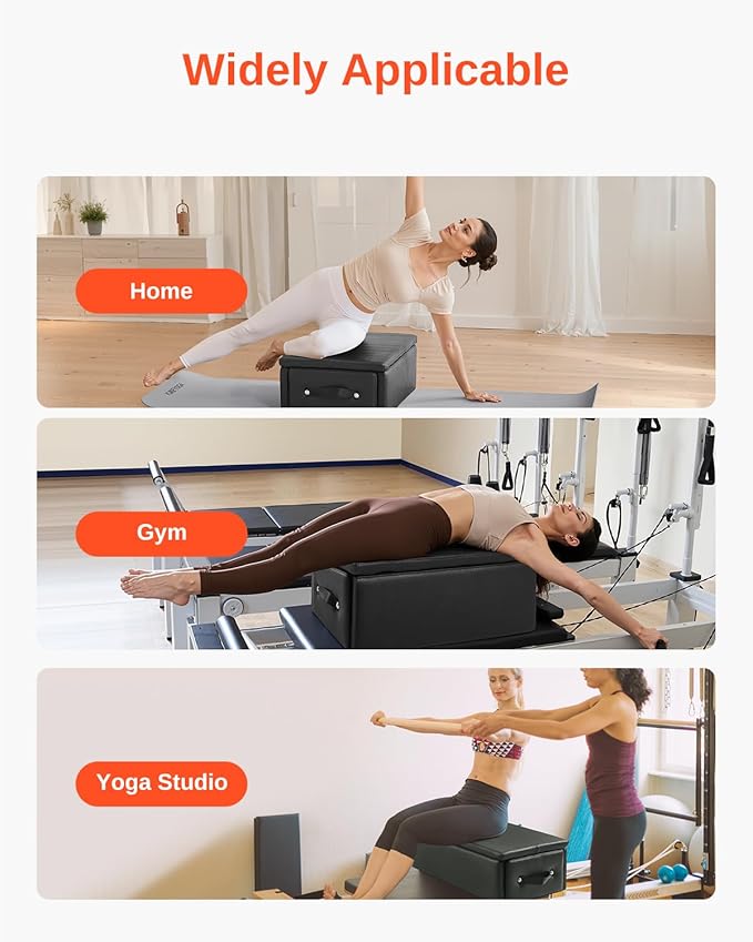 VEVOR Pilates Reformer Accessories for Home Gym, Include Reformer Box/Chair/Spine Corrector/Wall Mounted Machine/Jump Board/Foldable & Dual Resistance Springs