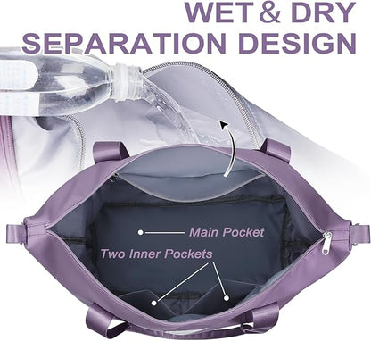 WOOMADA Weekender Bag for Women, Travel Duffel Bags with Shoe Compartment & Wet Pocket, Personal Item Bag for Airlines