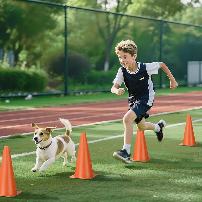12 Inch Durable Cones,12pcs Versatile Plastic Traffic Cones and Soccer Cones for Sports Training,Agility Drills,Parking Safety,Basketball Training,Football Training.