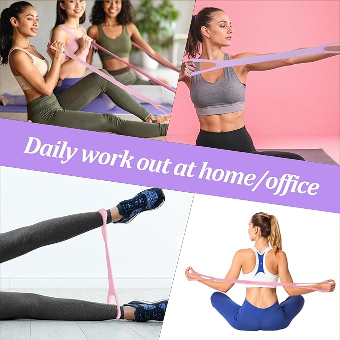 3 Pcs Resistance Bands, Figure 8 Resistance Bands with Handles, Elastic Exercise Band for Yoga Pilates Arm Back Shoulder Training Portable Workout Equipment for Home Gym Travel