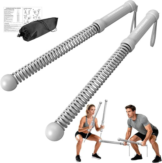 POWER GUIDENCE 2pcs Ropeless Battle Ropes for Home Gym, Portable Battle Ropes for HIIT Workouts, Small Space, Travel & Apartment Training Equipment for Men & Women