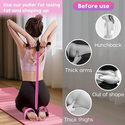 Resistance Bands with Handles, 6-Tube Elastic Foot Pedal Resistance Bands, Natural Rubber Ankle Puller Sit-up Exercise, Multifunction Fitness Band for Abdomen, Waist, Arm, Leg Stretching Training