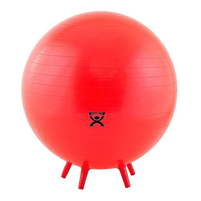 CanDo 30-1894 Non-Slip Inflatable Exercise Ball with Stability Feet for Exercise, Workout, Core Training, Stability, Yoga, Pilates, Balance Training in Gym, Office, Home, Classroom. Red, 30"