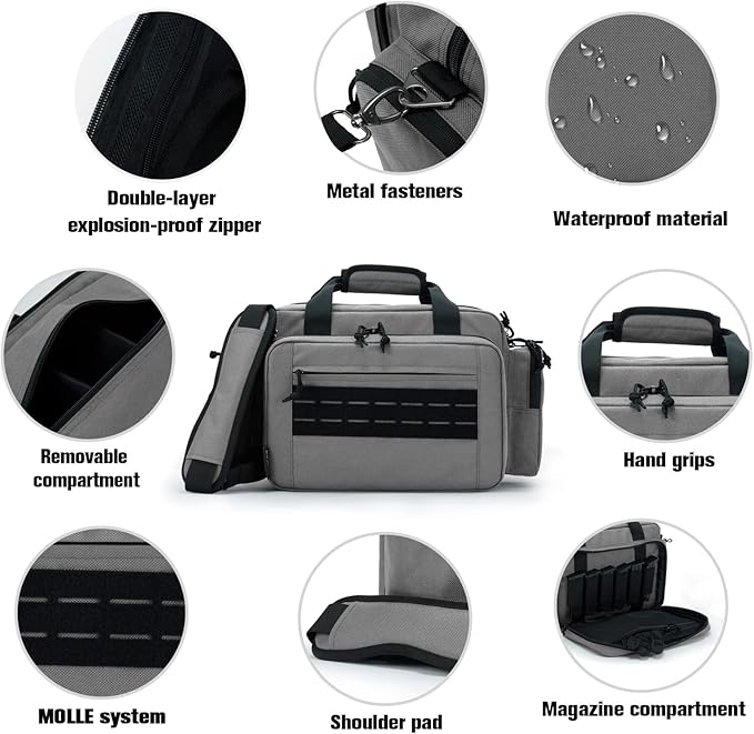 VEAGIA Range Bag,Pistol Case,Gun Range Bags For Handguns And Ammo Pouch 2 Pistols Soft Carrying Shooting Bag