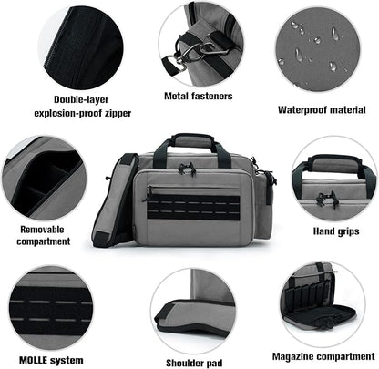 VEAGIA Range Bag,Pistol Case,Gun Range Bags For Handguns And Ammo Pouch 2 Pistols Soft Carrying Shooting Bag