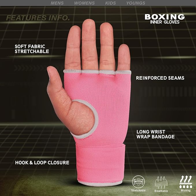 Farabi Quick Wraps Gloves Gel Paded Hand Wraps Adult MMA Boxing Muaythai Bandages Hand Protector 80cm Meter Wrist Support Strap Pair