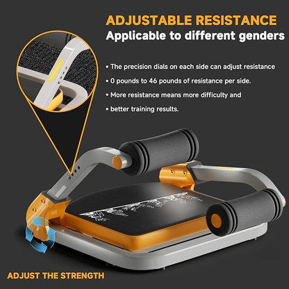 Ab Trainer/Crunch Machine, Ab Workout Equipment, 4 Adjustable Resistance, Ab Machine for Stomach Workout, 350 LBS Weight Capacity, Automatic Rebound, Ab Core Machine,Fitness Equipment for Home